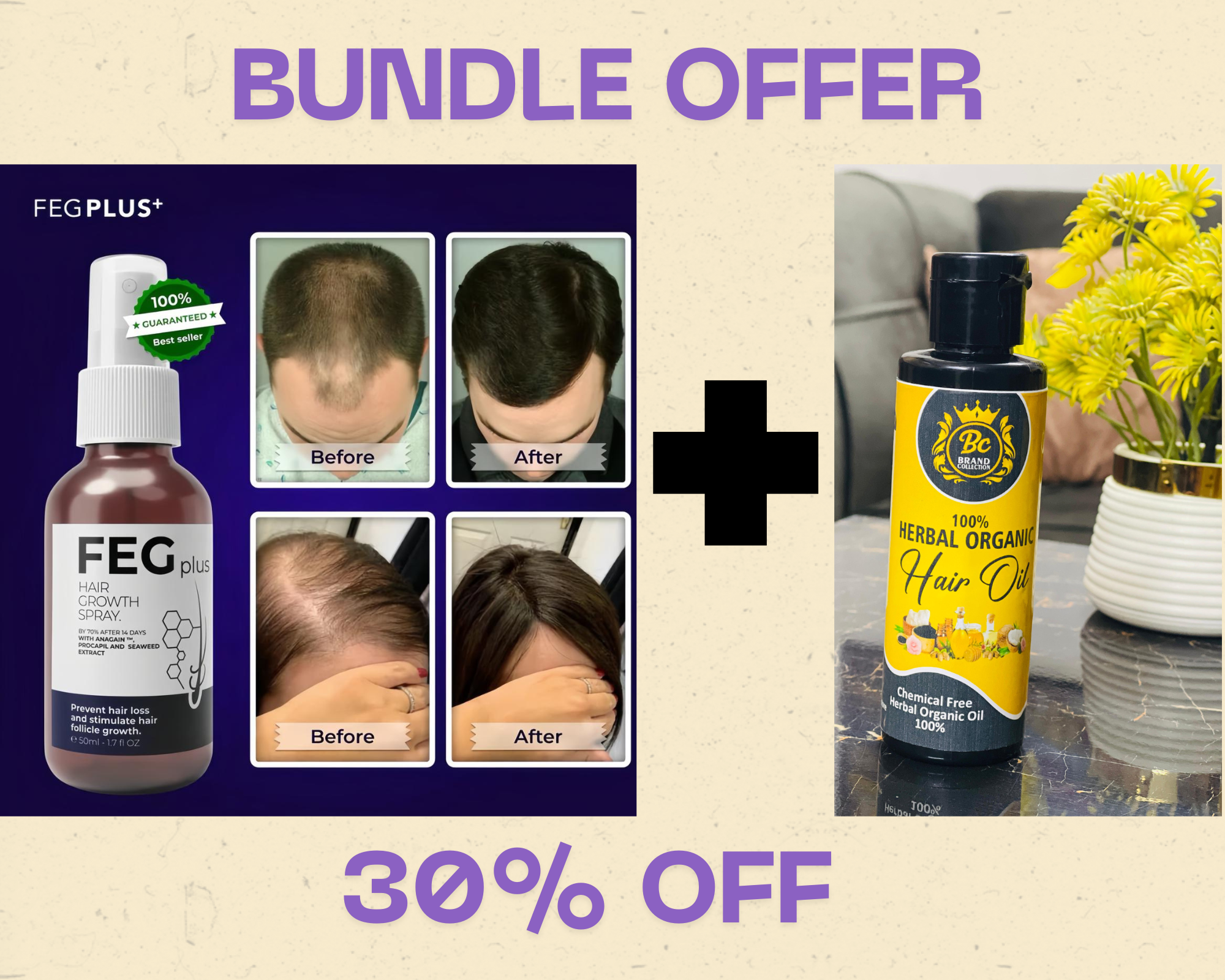 Organic Hair Oil (100% PURE Herbal & Chemical Free)