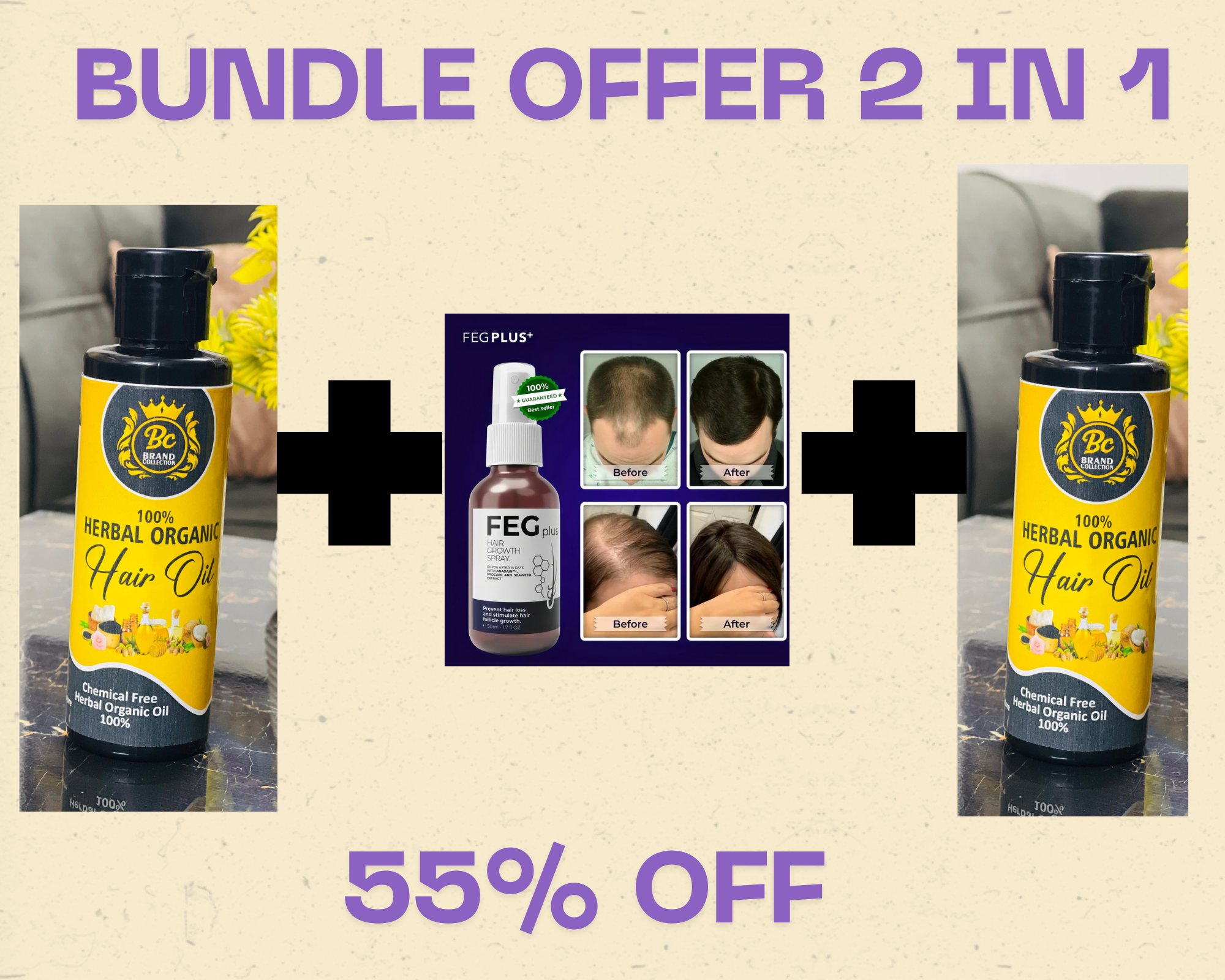 Organic Hair Oil (100% PURE Herbal & Chemical Free)